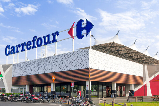 A Carrefour shopping mall main entrance in Italy