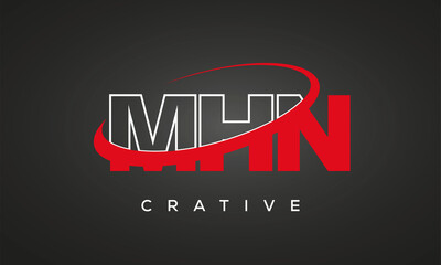 MHN creative letters logo with 360 symbol vector art template design