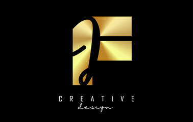 Golden Letters FJ Logo with a minimalist design. Letters F and J with geometric and handwritten typography.