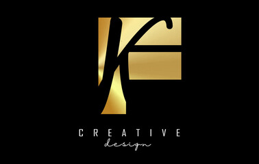 Golden Letters FK Logo with a minimalist design. Letters F and k with geometric and handwritten typography.