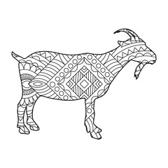 Goat mandala coloring page for kids