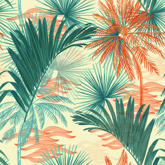 Seamless bright tropical vintage pattern in Chinese style. graphic design, surface design pattern, wallpaper, decor, textile design.