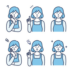 エプロンを着た女性のイメージイラストセット