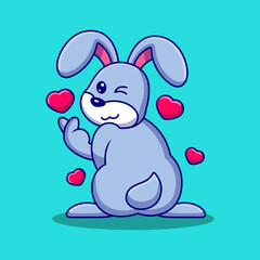 Cute rabbit with heart symbol cartoon. Animal vector icon illustration, isolated on premium vector