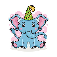 Cute elephant with funny expression. Animal vector icon illustration, isolated on premium vector