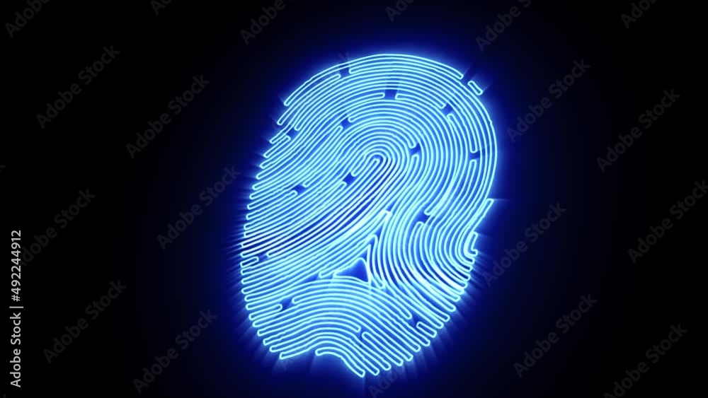 Wall mural Fingerprint technological background animation on a black background.