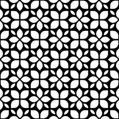 Seamless pattern white flowers on black background. Abstract geometric floral