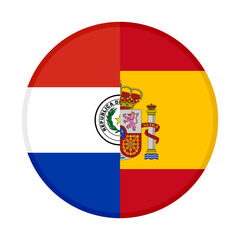 round icon with paraguay and spain flags. vector illustration isolated on white background