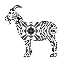 Fototapeta na wymiar Goat mandala coloring page for kids