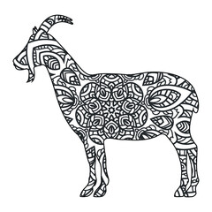 Fototapeta na wymiar Goat mandala coloring page for kids