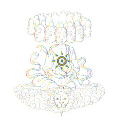 buda meditando en el nirvana dibujo iluminación