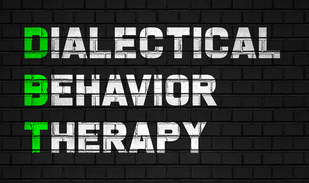 Dialectical Behavior Therapy (DBT) Concept,healthcare Abbreviations On Black Wall