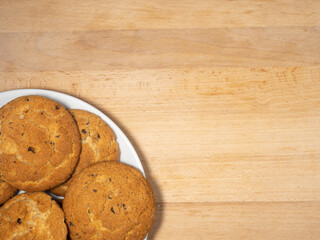 Oat cookies. Cookies with raisins on the table. Sweet treat. Healthy diet.