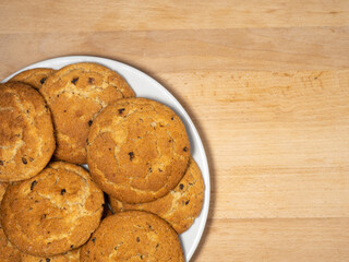 Oat cookies. Cookies with raisins on the table. Sweet treat. Healthy diet.