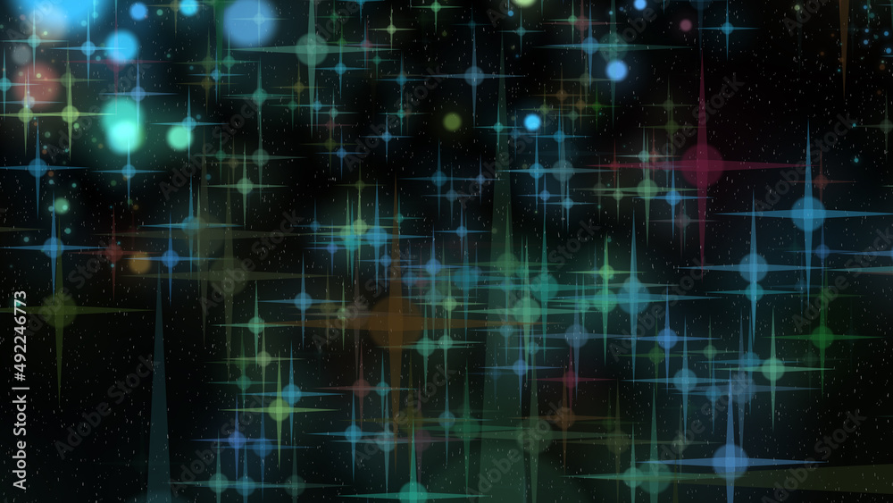 Wall mural futuristic flight of shimmering particles in the rays of the sun, similar to stars in outer space. b