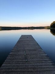 Obraz premium Havel, Steg, Angeln, Abends, Ruhe, See, Brandenburg, Oberhavel, Seenland, 