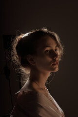 Beautifull woman portrait in warm light
