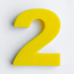 plastic number two isolated on white background.