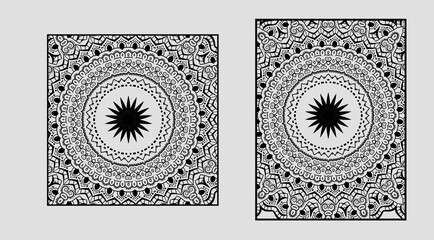 Mandala background design with  coloring page and squares page