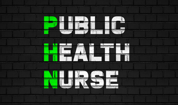 Public health nurse (PHN) concept,healthcare abbreviations on black wall