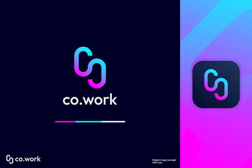 Modern Abstract Letter Shape C and O Logo Design Template With Icon