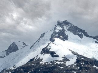 Snow capped mpountain peaks along the mythical Carretera Austral (Chile's Route 7), Patagonia, Aysen, Chile