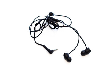 cord headphones isolated on white