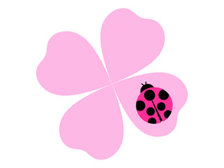 クローバーと天道虫のアイコン：ピンク