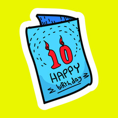 Happy birthday, vintage retro poster background with paper texture, book and colors editable.