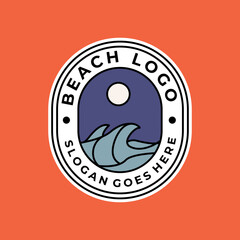 beach badge logo vector sticker badge minimalist