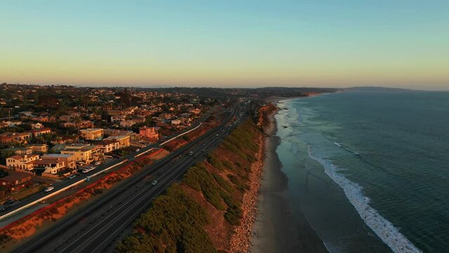 Evening Over Encinitas, Aerial Flying, California, Pacific Coast, Amazing Landscape