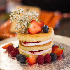 dessert with berries