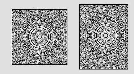 Mandala ornament vector with Mandala coloring page and squares page