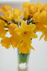 Bouquet of daffodils in vase on table