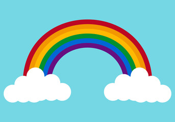 Arcoíris con nubes en un cielo.