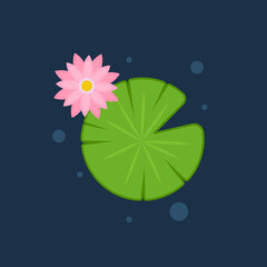 Lily pad and Lotus vector. wallpaper. free space for text. background. poster. lotus flower. © Supakorn