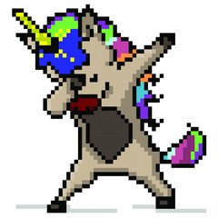 Vector Design Dabbing Unicorn, Pixel