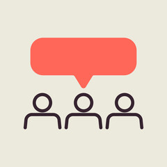 Crowd of people with text bubbles vector icon