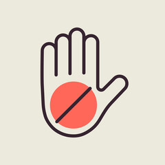 Hand stop or forbidden vector icon - obrazy, fototapety, plakaty