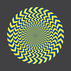 Blue and yellow colors in psychedelic circle.