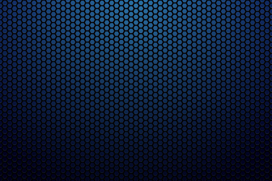 Dark blue abstract tech background with hexagons.