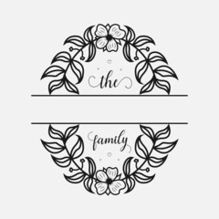Fototapeta na wymiar family monogram frame with floral decoration vector illustration, Floral Ornament for print, card etc