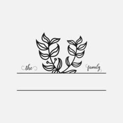Family monogram vector illustration, Emblem badge monogram with blank space for family, greeting and wedding