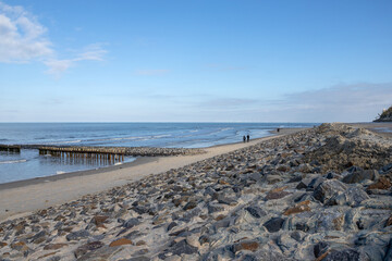 Blick auf den Strand von Wangerooge bei Flut