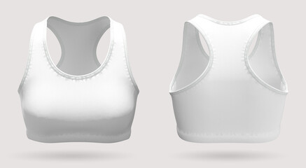 Sports women's top bra of white color 3d rendering. 