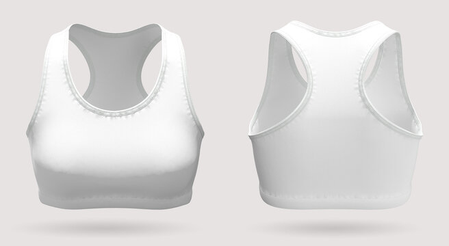 Sports women's top bra of white color 3d rendering. 