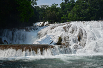 Tumbala; United Mexican States - may 16 2018 : cascades of Agua Azul