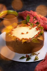 Delicious homemade pastry basque cheesecake
