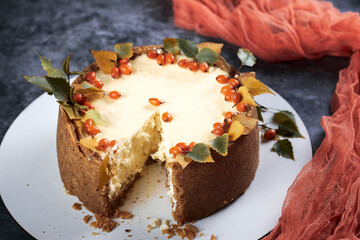 Delicious homemade pastry basque cheesecake