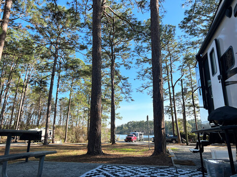 A state park campground on a lake in rural Georgia.